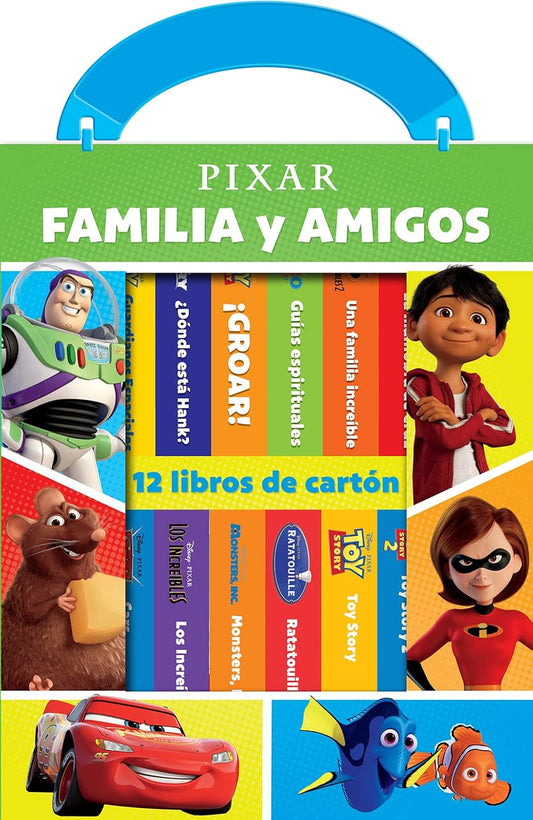 Disney Pixar Buzz Lightyear, Woody, Rayo, Dory y Mas! Familia y Amigos - Mi Primera Biblioteca - 12 Libros De Carton
