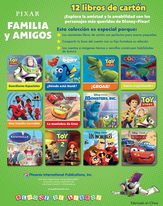Disney Pixar Buzz Lightyear, Woody, Rayo, Dory y Mas! Familia y Amigos - Mi Primera Biblioteca - 12 Libros De Carton