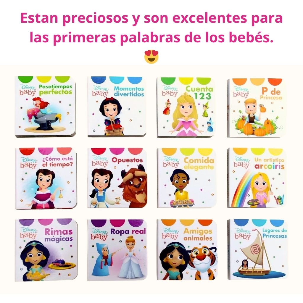 Mi Primera Biblioteca de Baby Princesas − Juego de 12 libritos: ¡primeras palabras, colores, números y más! 🌈🔢
