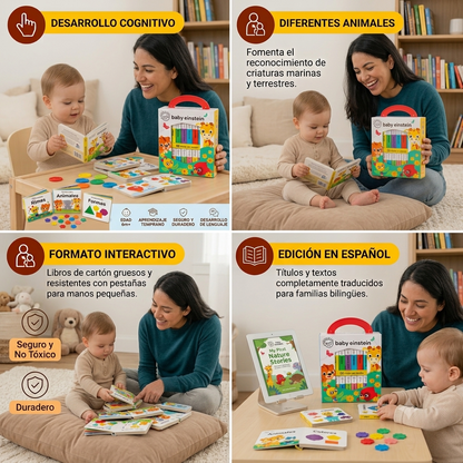 💛👶 Mi Primera Biblioteca 📚✨ Baby Einstein  🧠💫  | 12 Libritos Educativos de cartón | ¡Primeras palabras, alfabeto, números y mucho más!🧸🌈