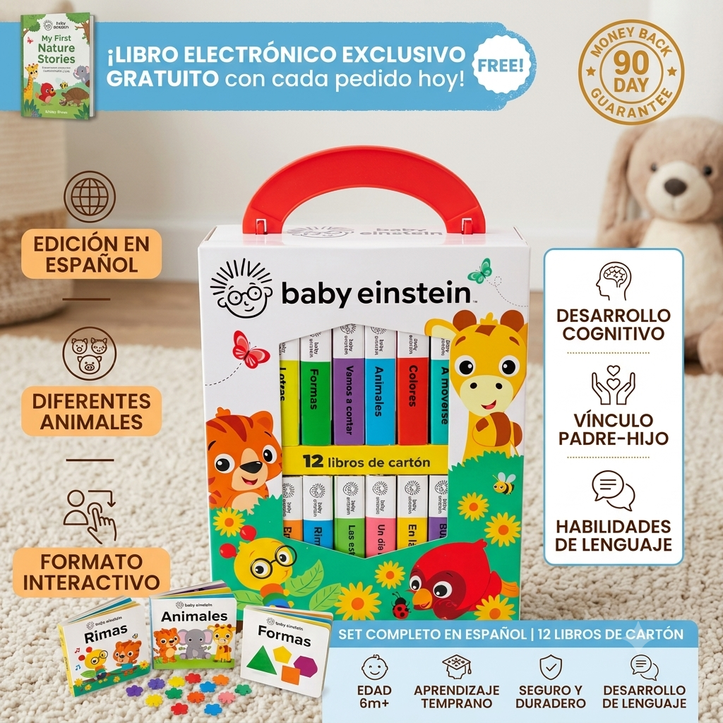 💛👶 Mi Primera Biblioteca 📚✨ Baby Einstein  🧠💫  | 12 Libritos Educativos de cartón | ¡Primeras palabras, alfabeto, números y mucho más!🧸🌈