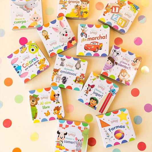 Disney Baby: Mi Primera Biblioteca - 12 Libros De Carton - Incluye personajes de Mickey Mouse, Toy Story, Bambi, Los Increíbles y Mas! - PI Kids (Spanish Edition)