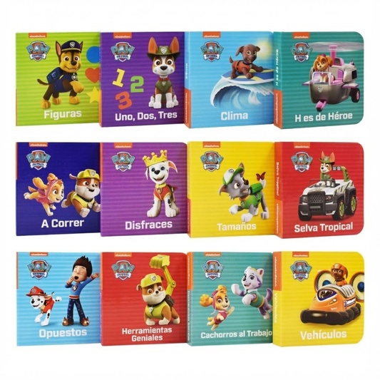 🚨🐾Nickelodeon: PAW Patrol - Listos para la Accion! - Mi Primera Biblioteca - 12 Libros de Carton 🐶